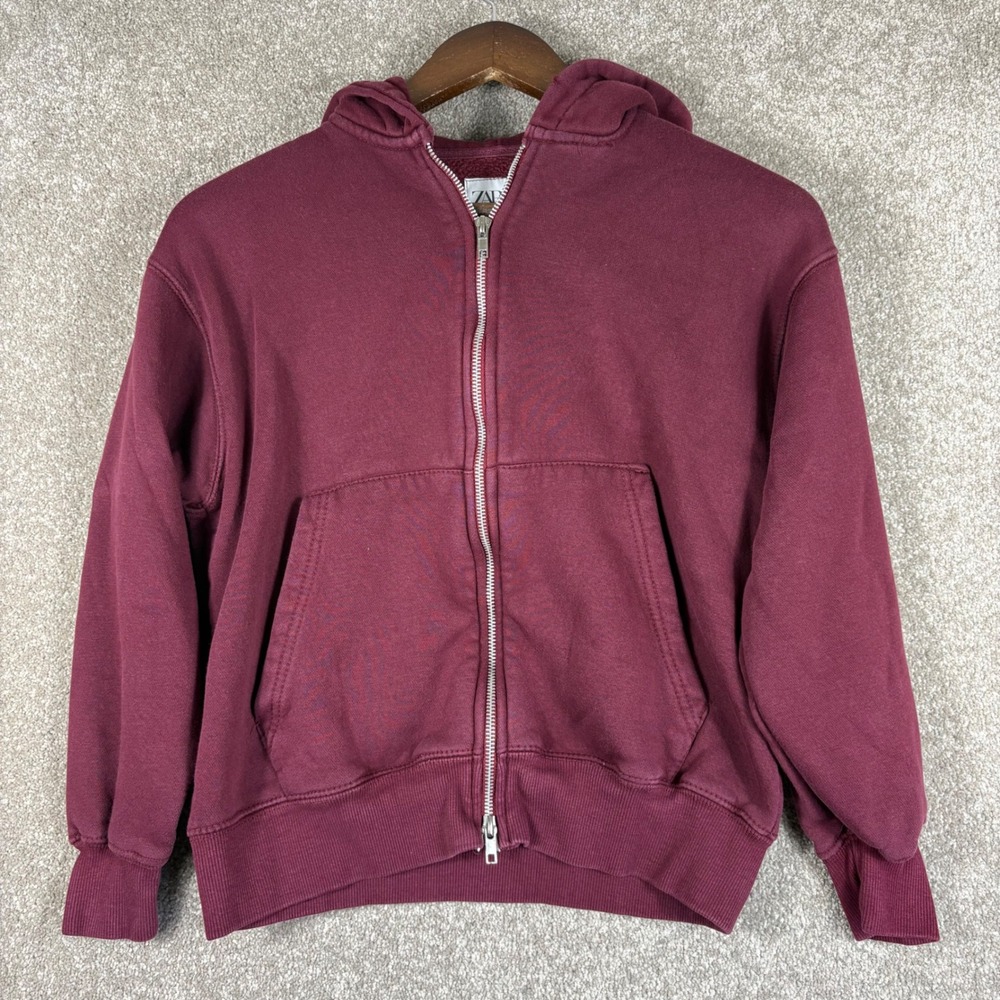 Zara Kids Burgundy Maroon Full Zip Hoodie Sweatshirt Size 11-12 148cm